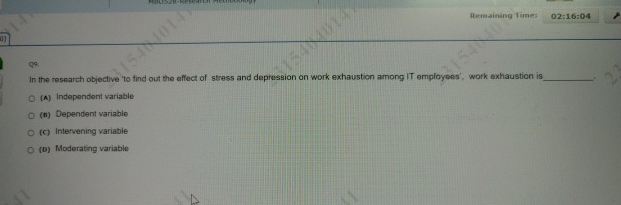  Remaining Iime: 02:16:04 Q9. In the research objective 'to find out