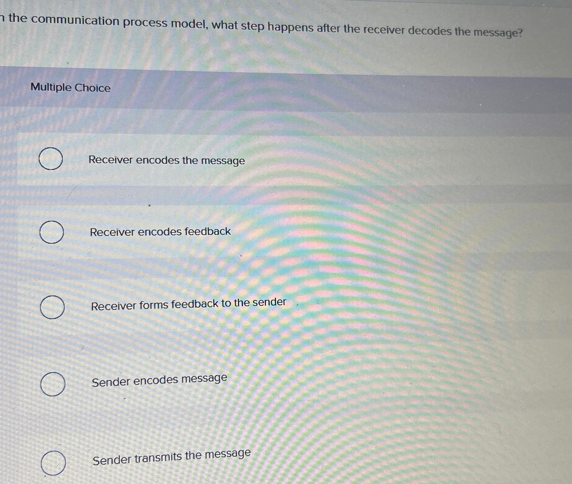  the communication process model, what step happens after the receiver decodes
