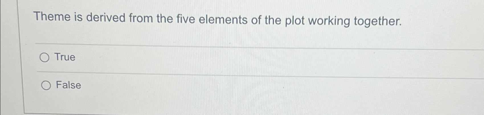  Theme is derived from the five elements of the plot working