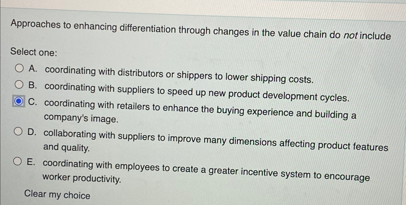  Approaches to enhancing differentiation through changes in the value chain do