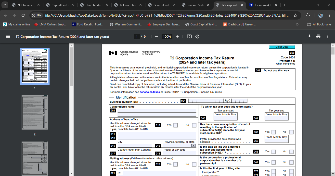 can you please fill out the from 5 Net Income X Capital