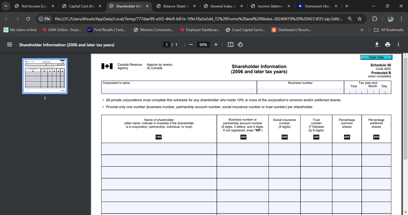 Has there been an acquisition of control resulting in the application of