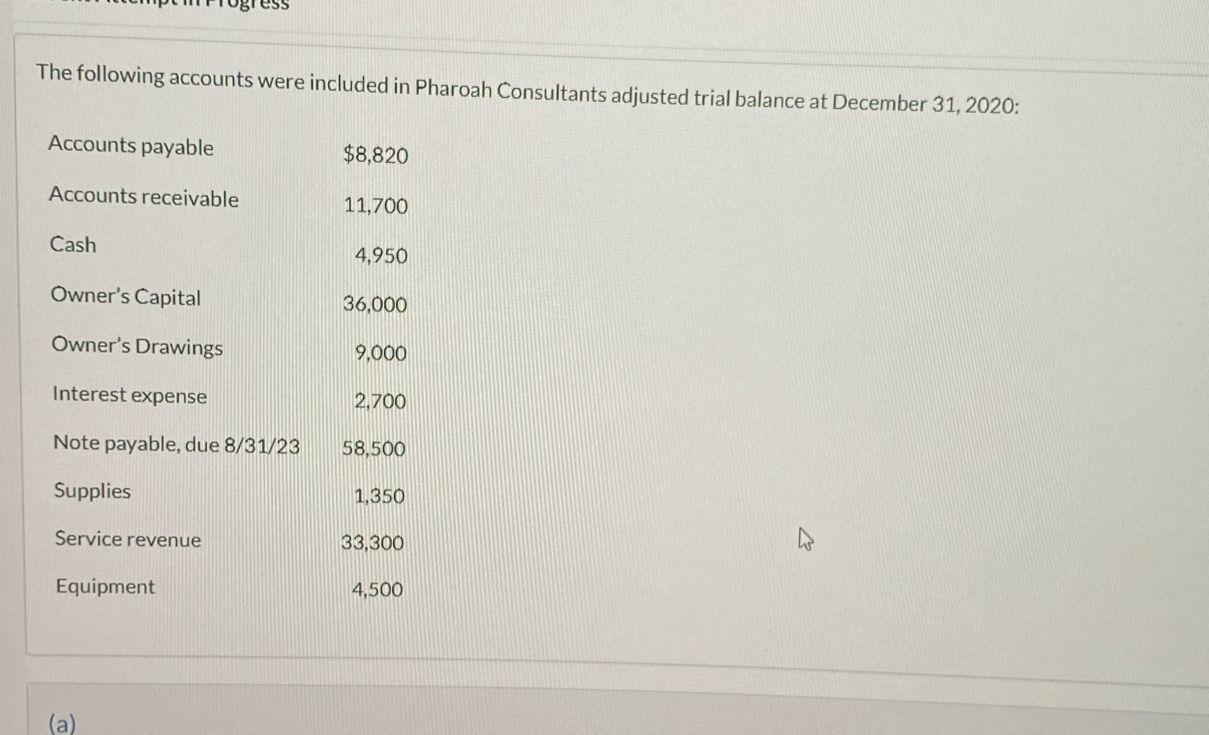 I need help finding current assets and current liabilities The following accounts