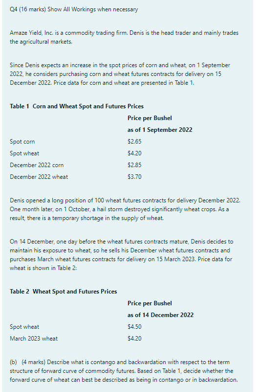 Compare and contrast the following players and their activities in the commodity