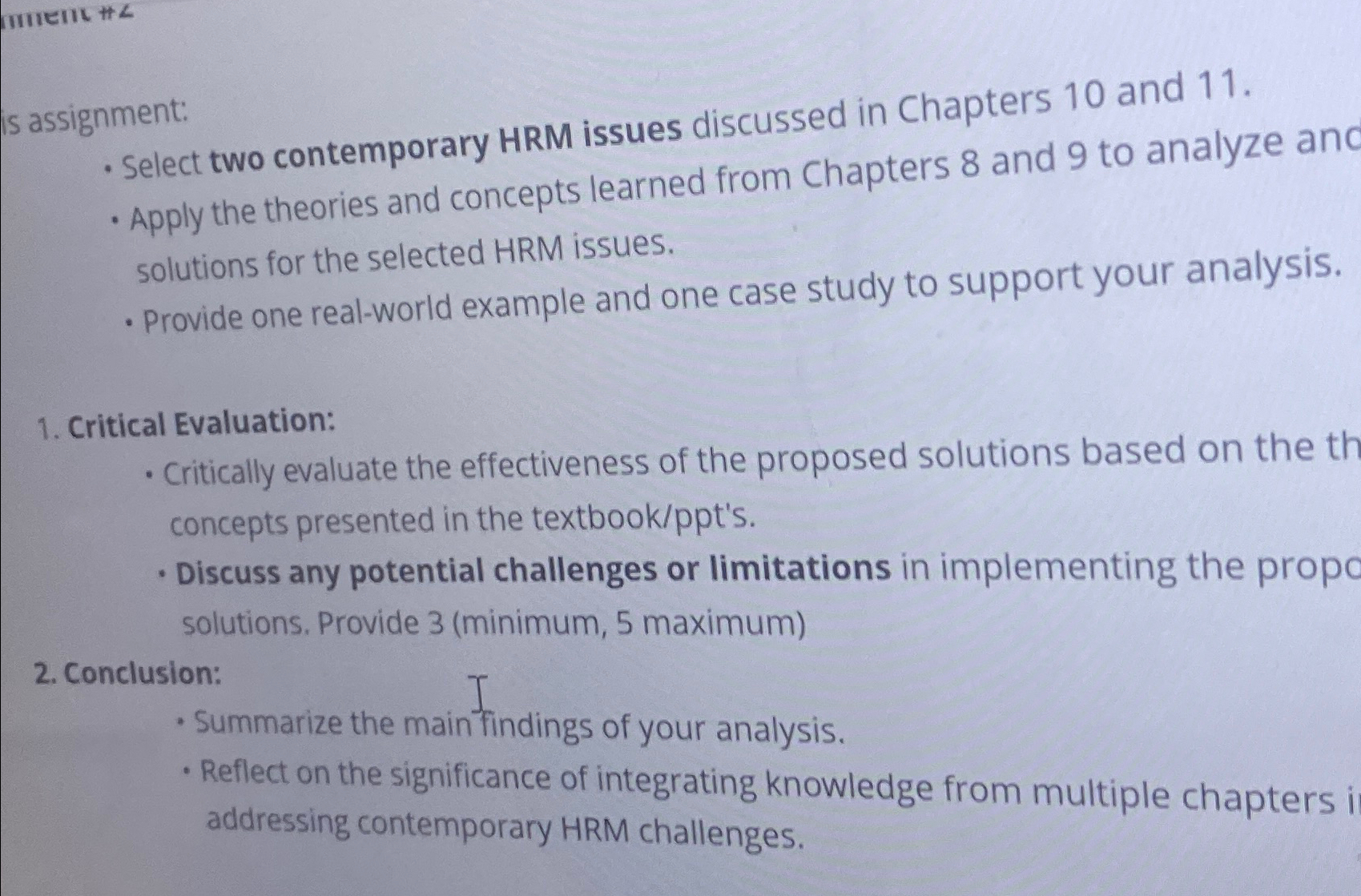  is assignment: Select two contemporary HRM issues discussed in Chapters 10