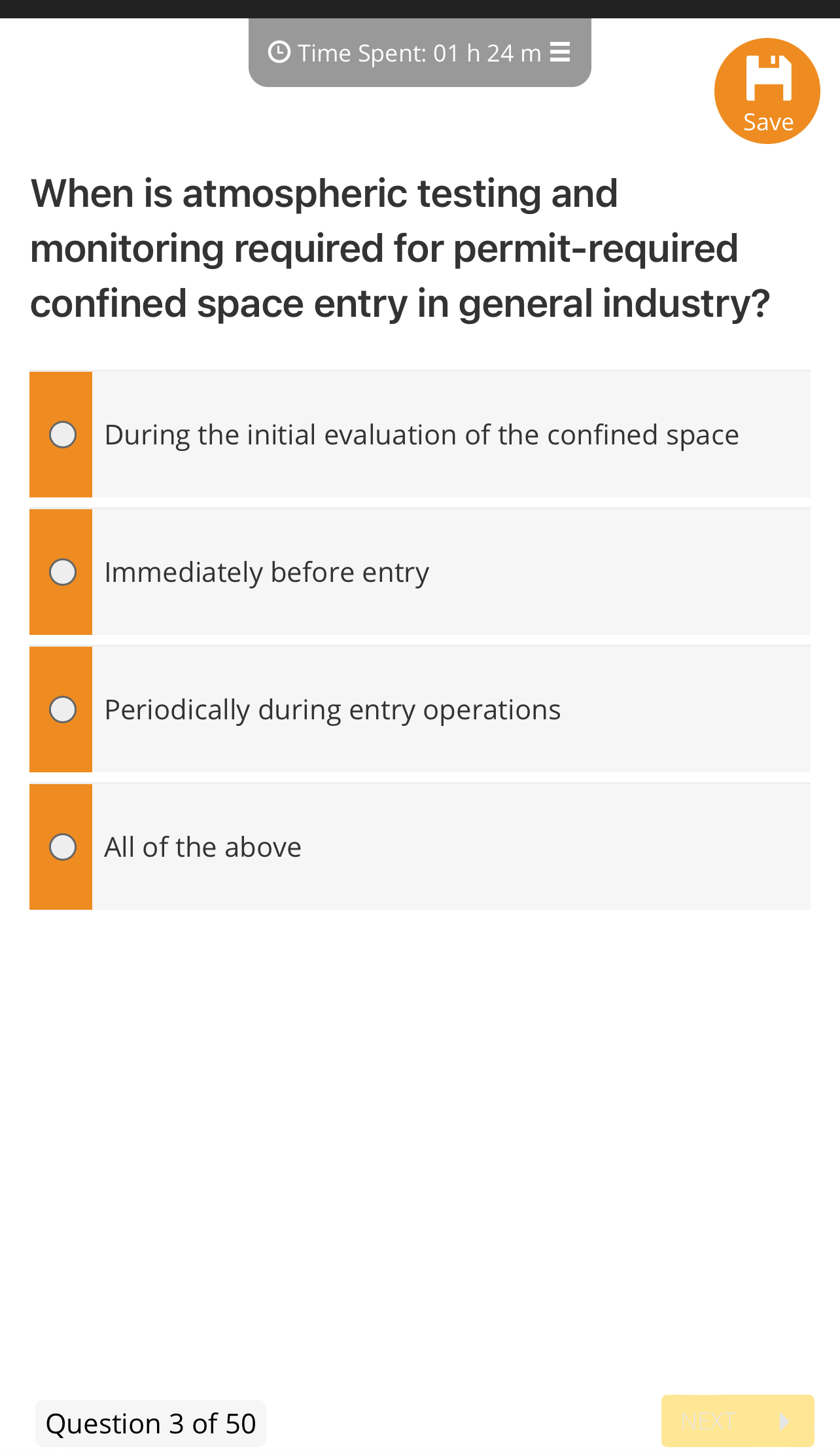  ) Time Spent: 01 h 24 m E Save When is
