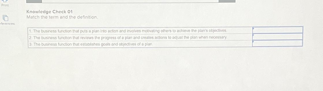  Print Knowledge Check 01 Match the term and the definition. The