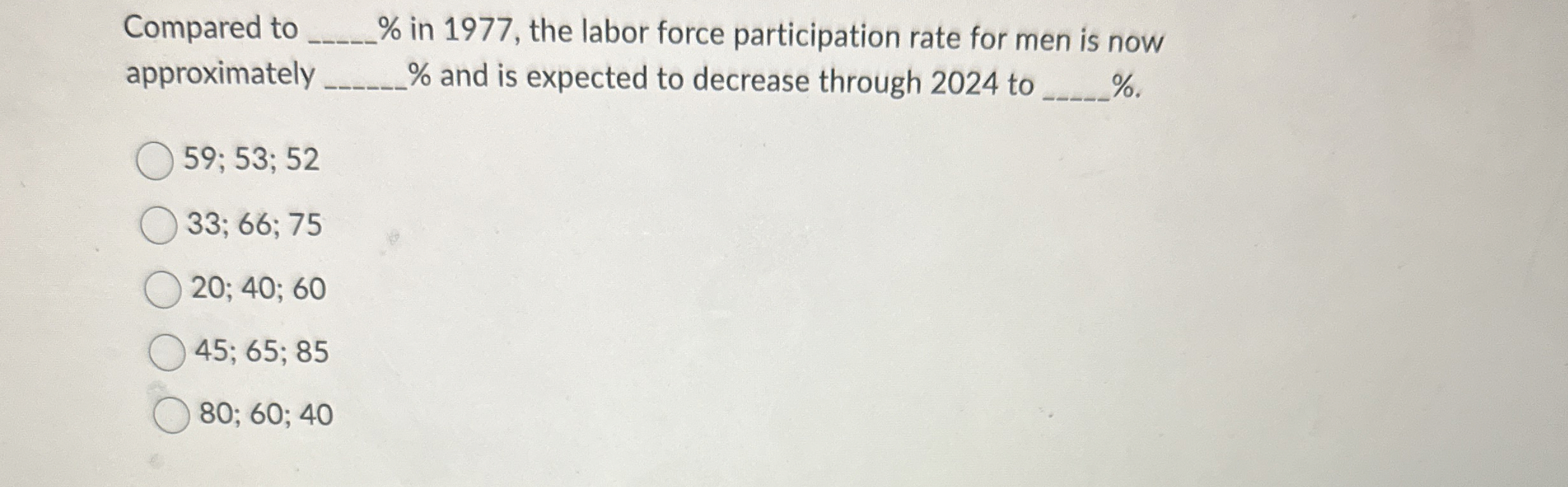  Compared to q,% in 1977, the labor force participation rate for