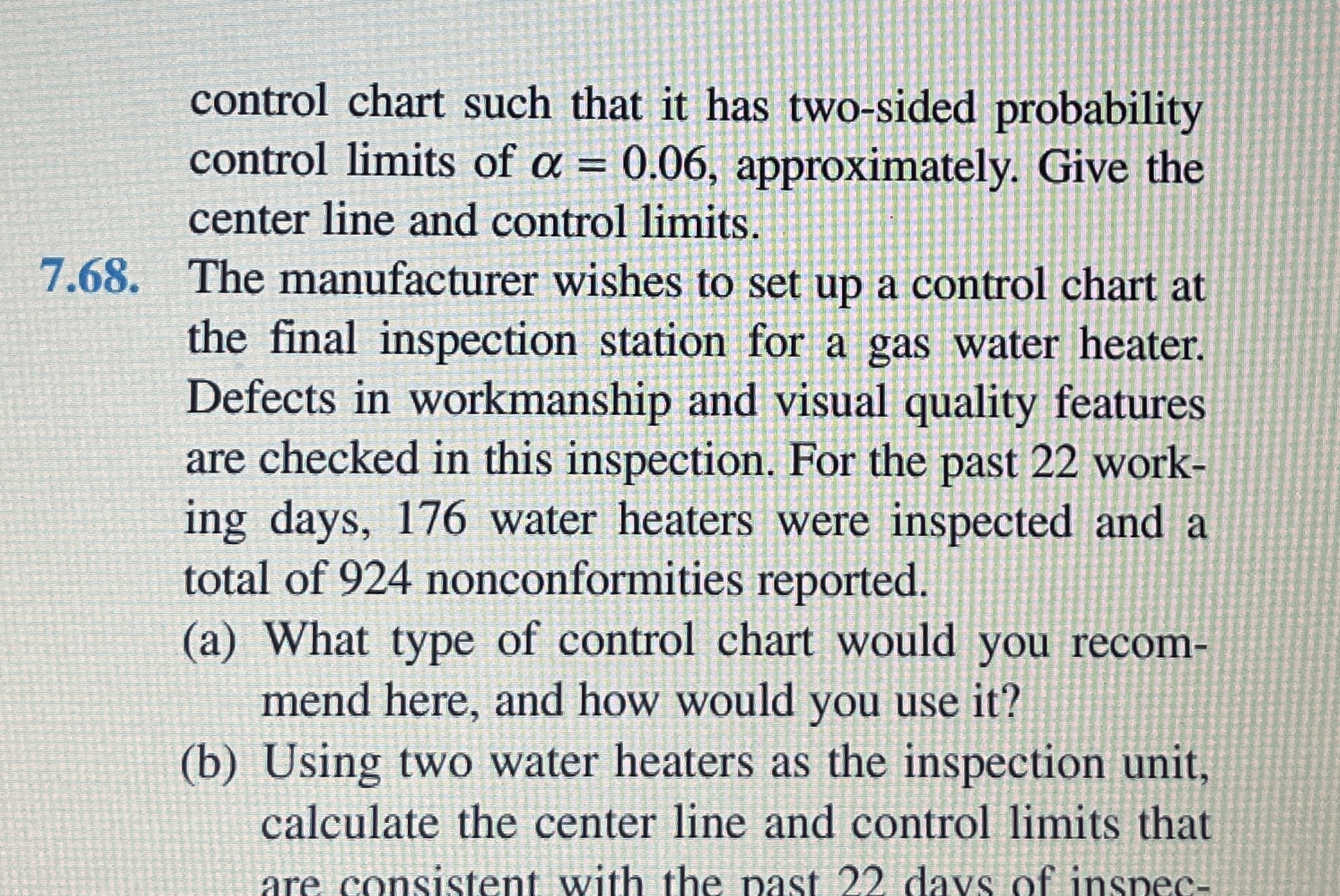  control chart such that it has two-sided probability control limits of