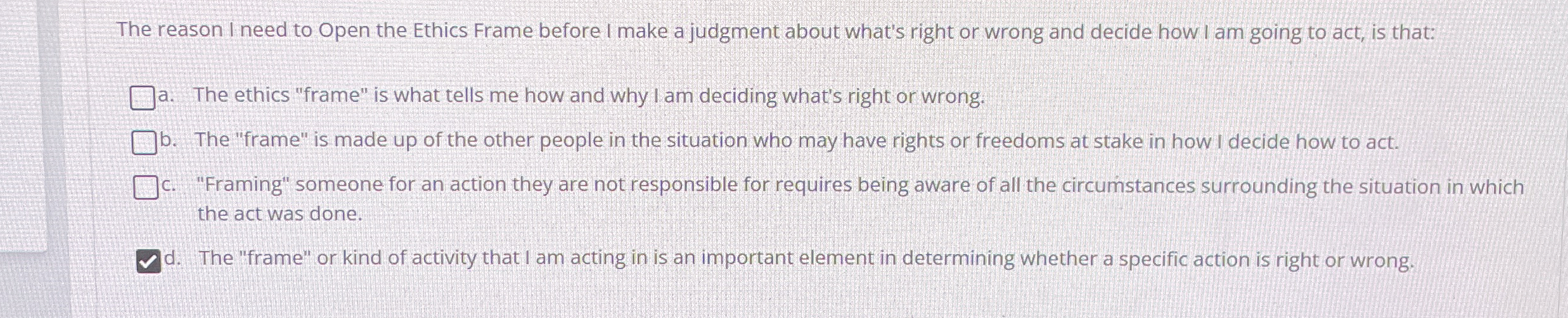  The reason I need to Open the Ethics Frame before I