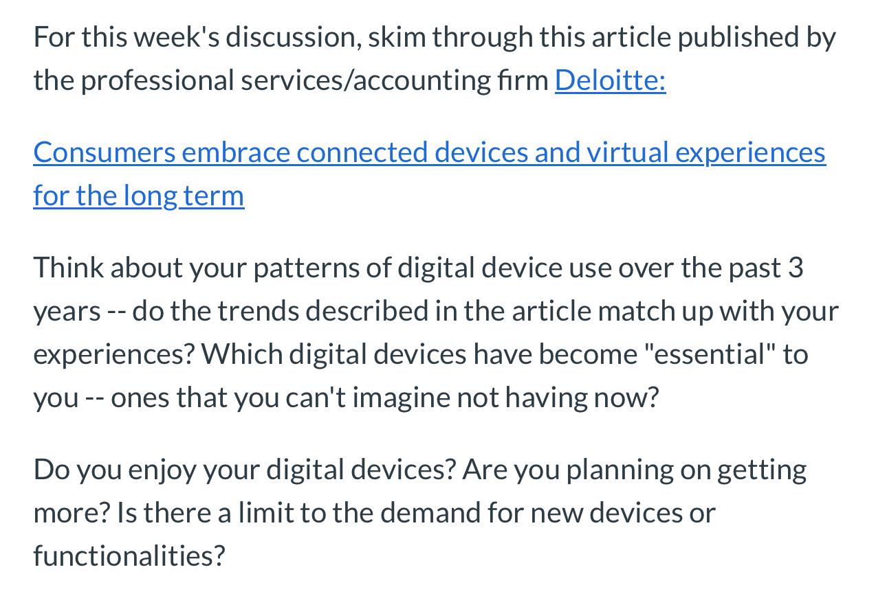 For this week's discussion, skim through this article published by the