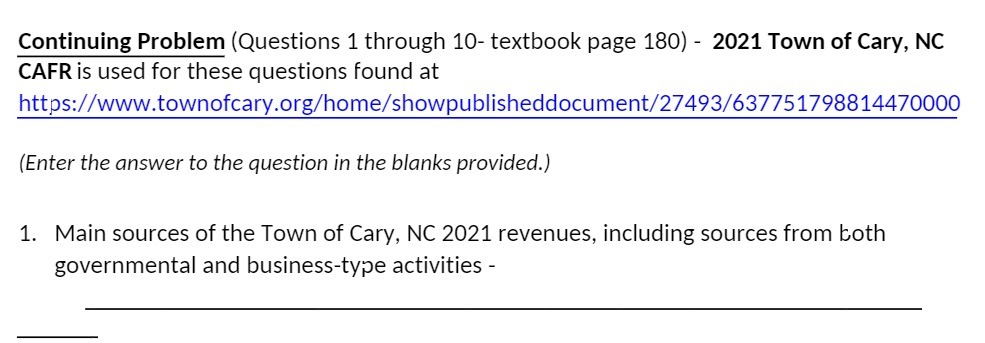 Continuing Problem (Questions 1 through 10- textbook page 180) - 2021