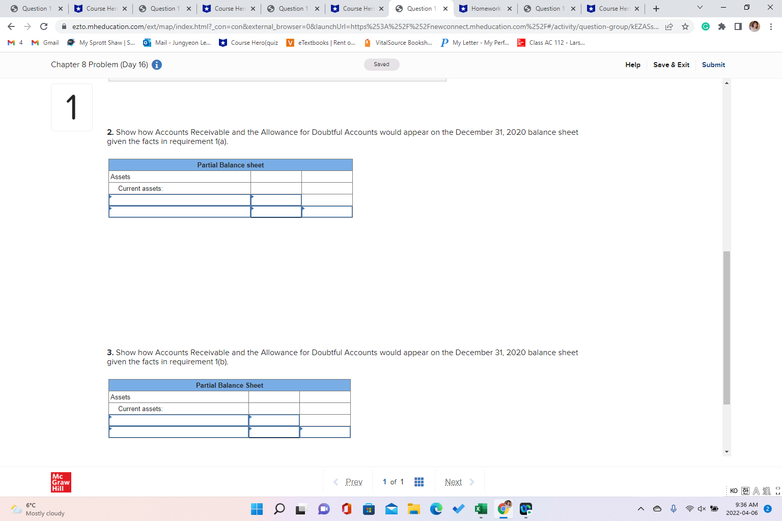 Question 1 x Course Her X Question 1 x Course Her X