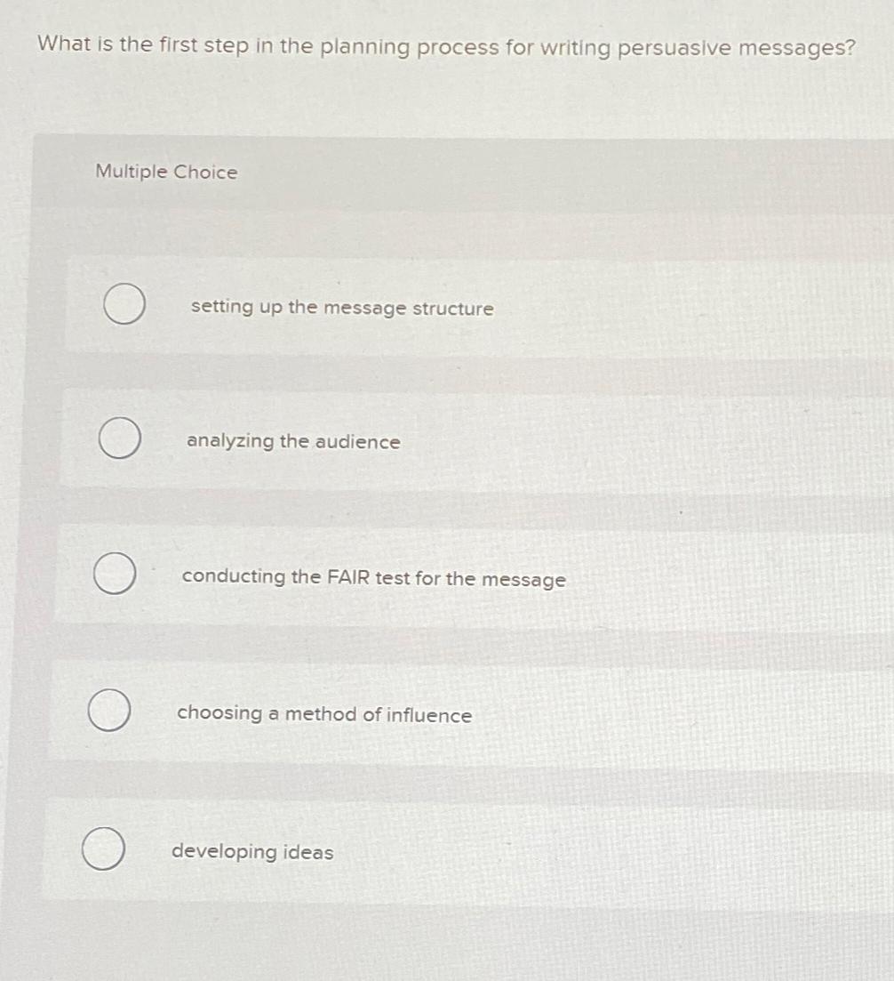  What is the first step in the planning process for writing