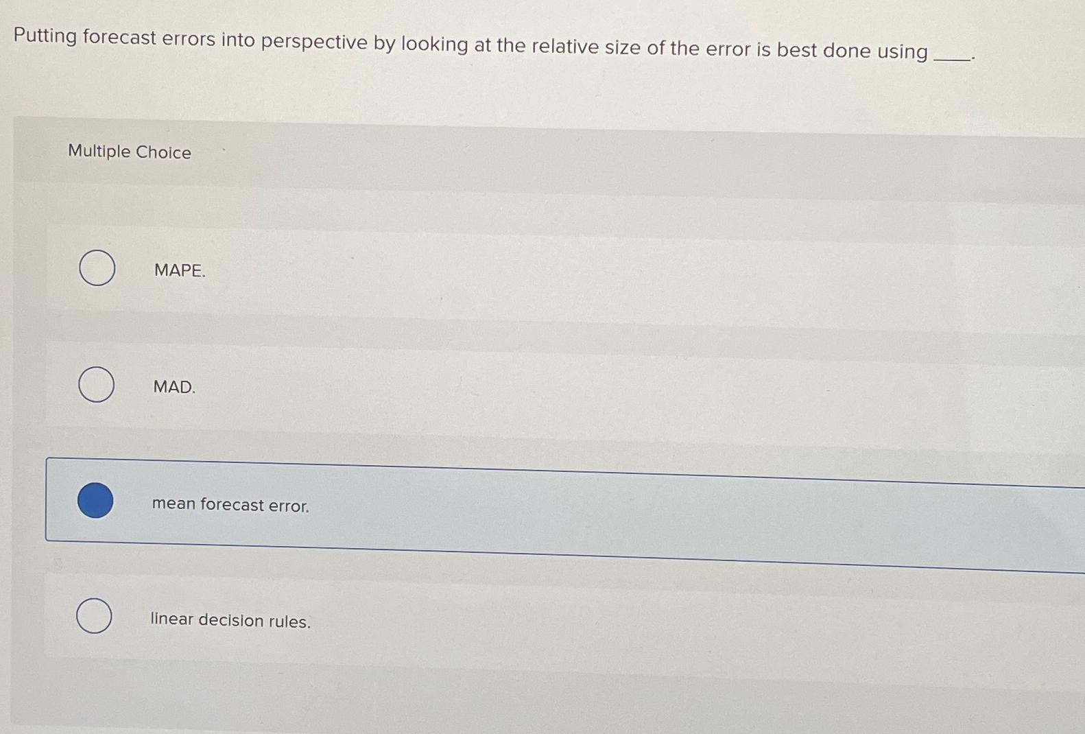  Putting forecast errors into perspective by looking at the relative size