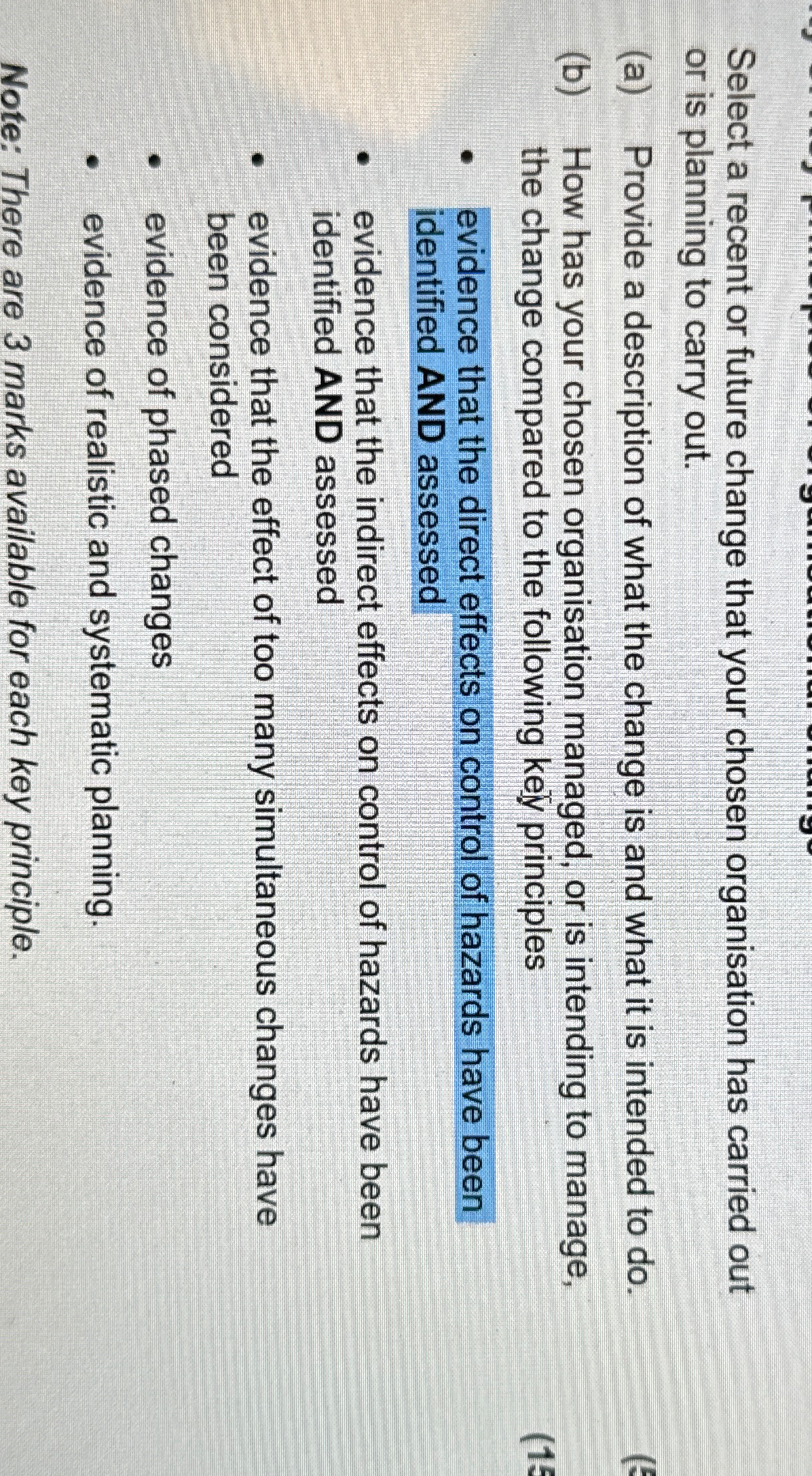  Select a recent or future change that your chosen organisation has