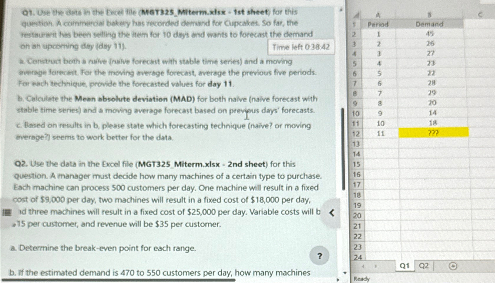  Qt. Use the dats in the Excel File (Mer32s_Miterm.xlsx -1st sheet)