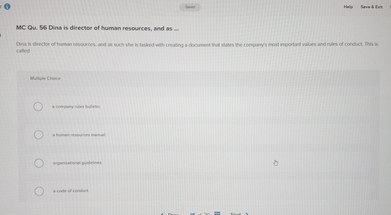  (i) Help Sove 8 Exit MC Qu.56 Dina is director of