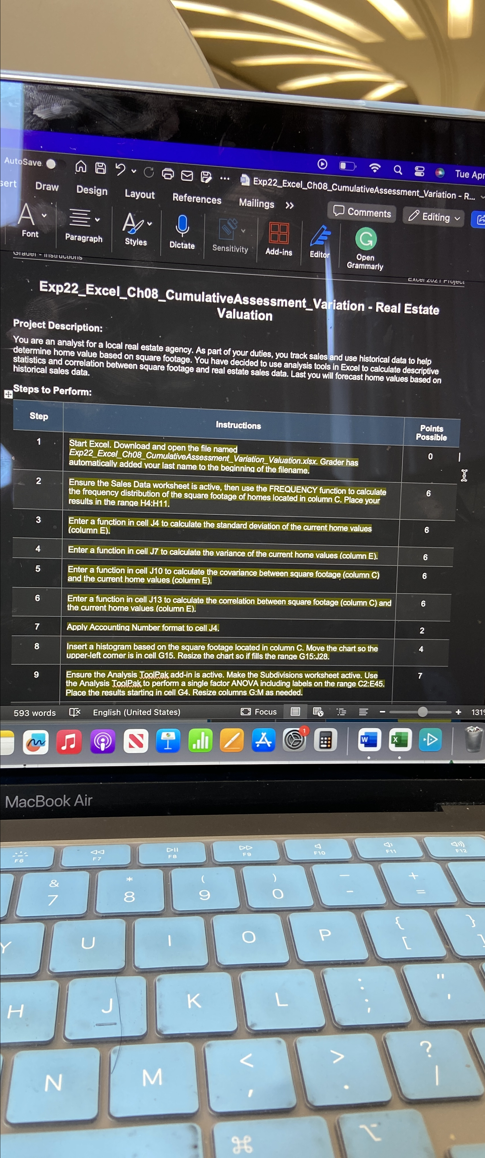  Exp22_Excel_Ch08_CumulativeAssessment_Variation - Real Estate Valuation Project Description: You are an analyst