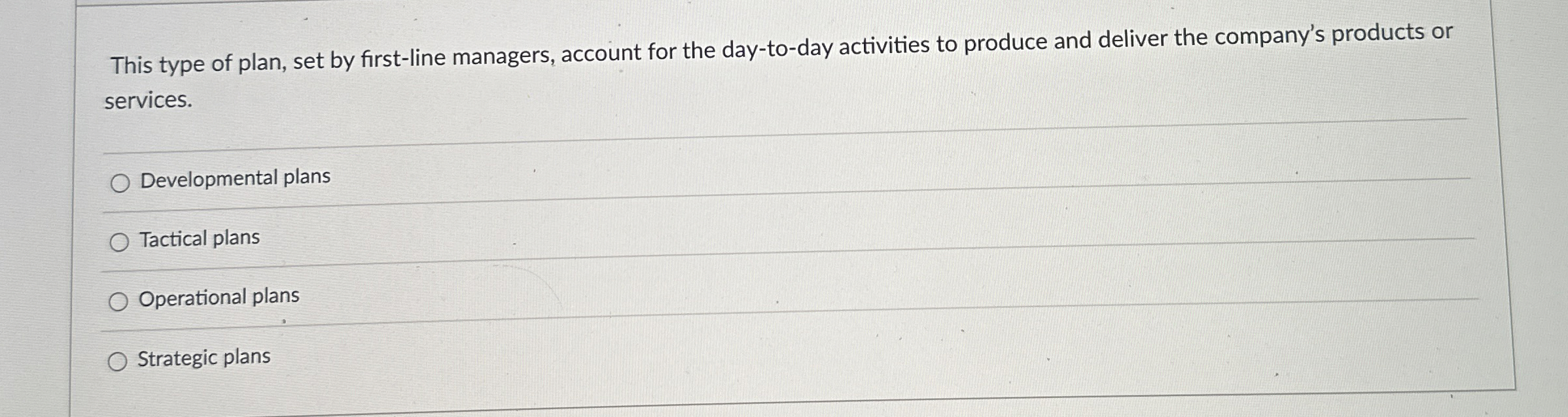  This type of plan, set by first-line managers, account for the