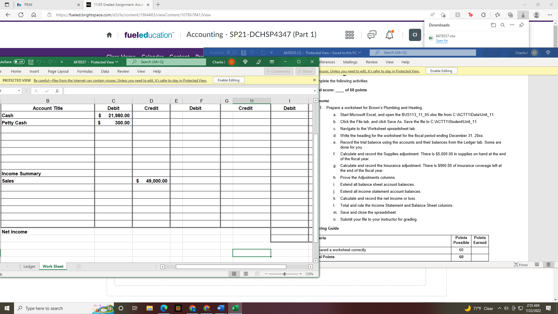  fe PEAK X D2L 11.05 Graded Assignment: Accol X + X