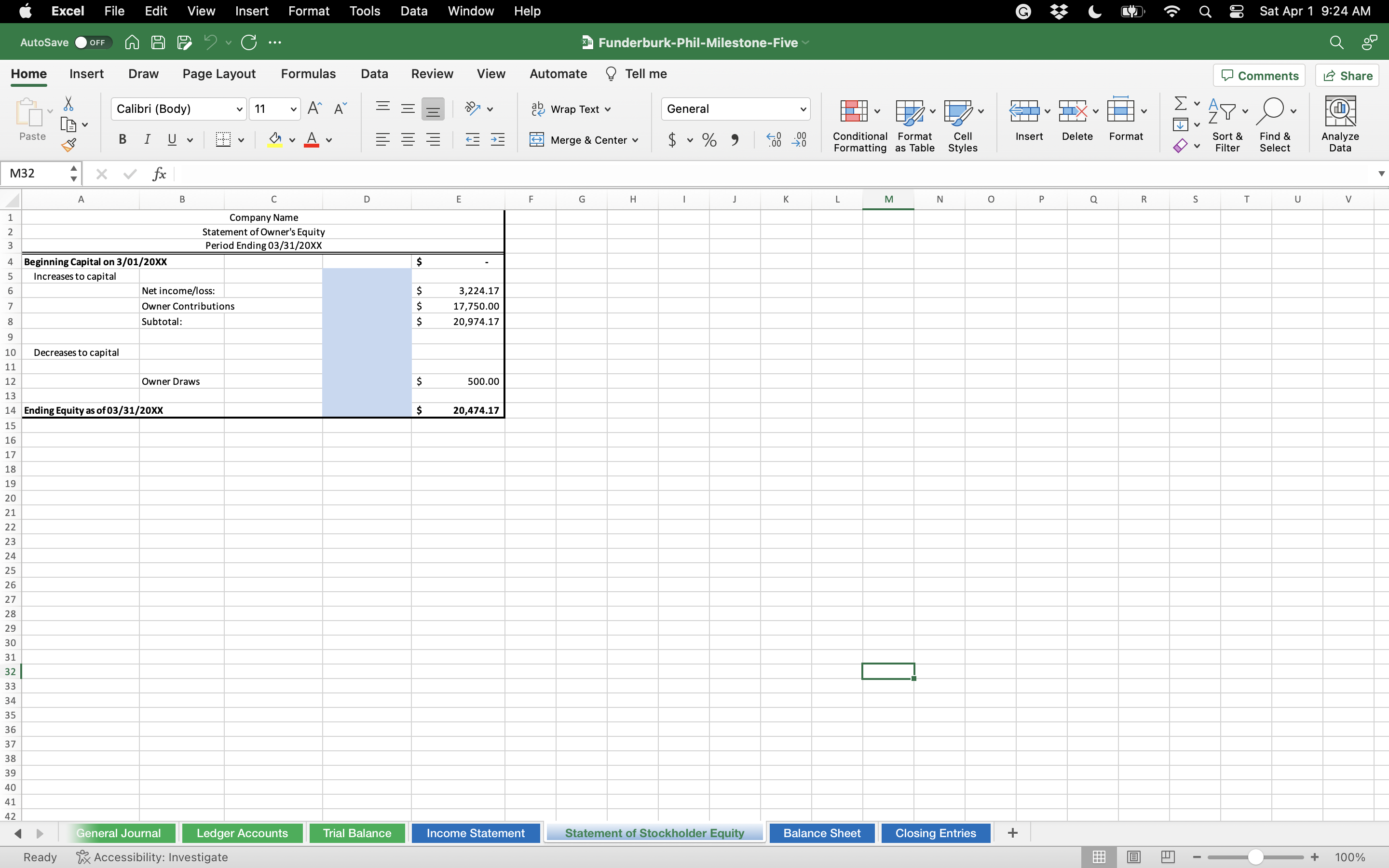 Q Sat Apr 1 9:24 AM AutoSave OFF ... Funderburk-Phil-Milestone-Five Home Insert