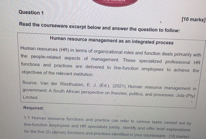  Question 1 [10 marks] Read the courseware excerpt below and answer