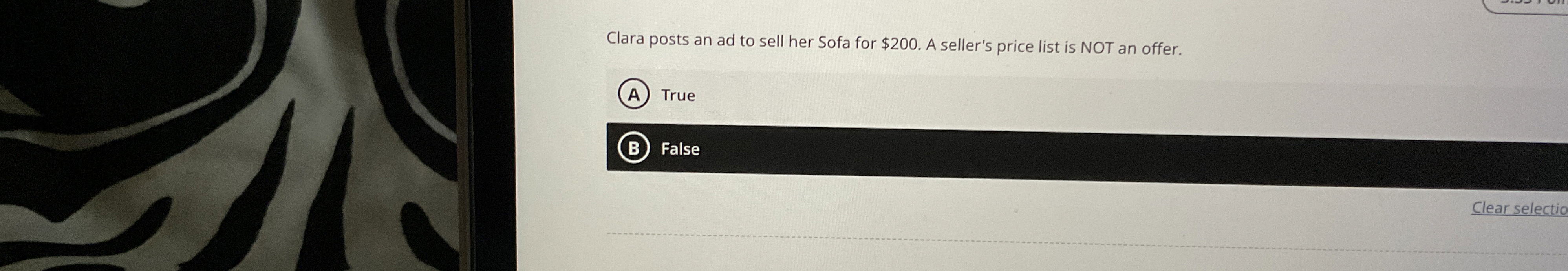  Clara posts an ad to sell her Sofa for $200. A