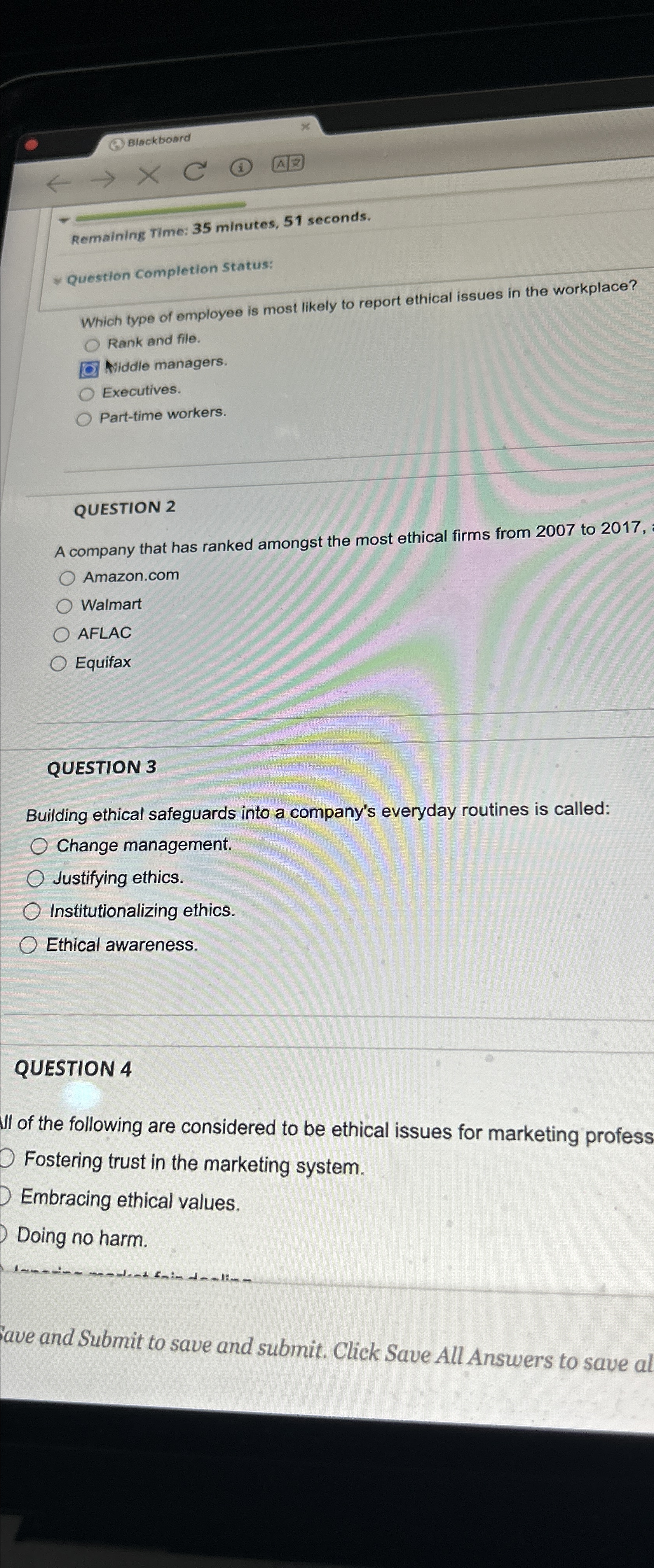  Remaining Time: 35 minutes, 51 seconds. Question Completion Status: Which type