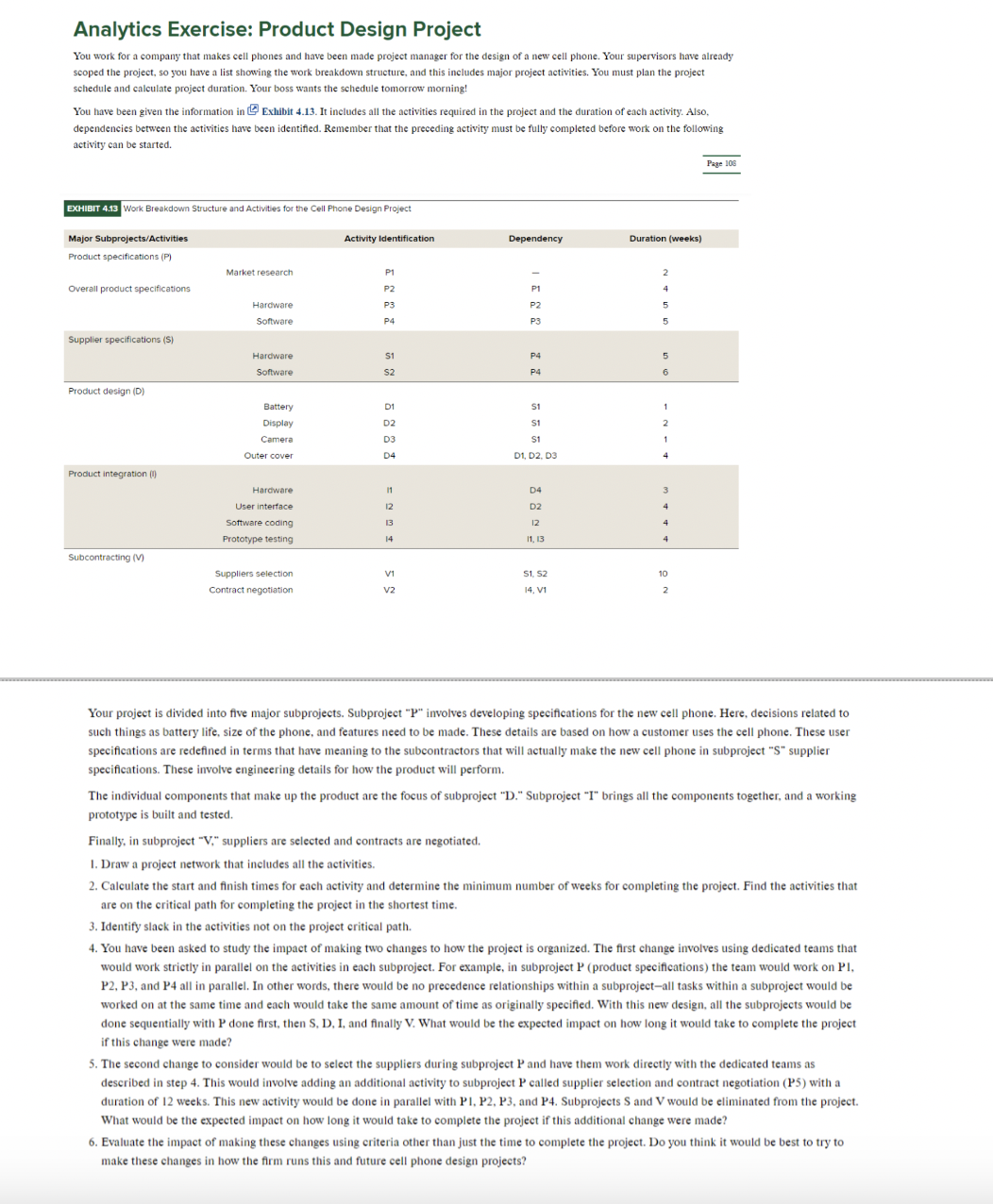  Analytics Exercise: Product Design Project You work for a company that