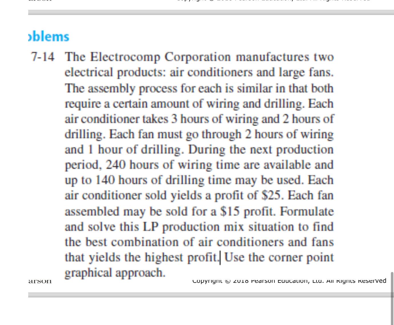  sblems 7-14 The Electrocomp Corporation manufactures two electrical products: air conditioners