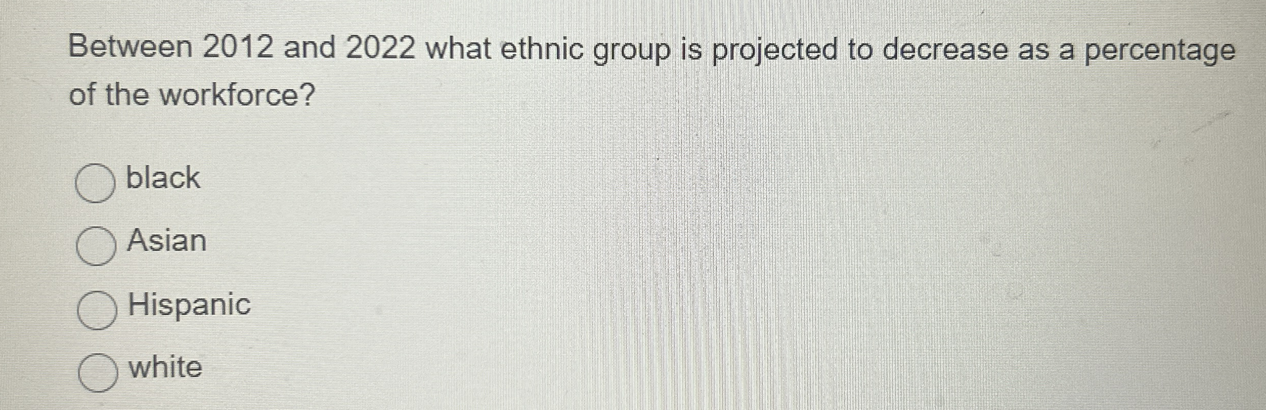  Between 2012 and 2022 what ethnic group is projected to decrease