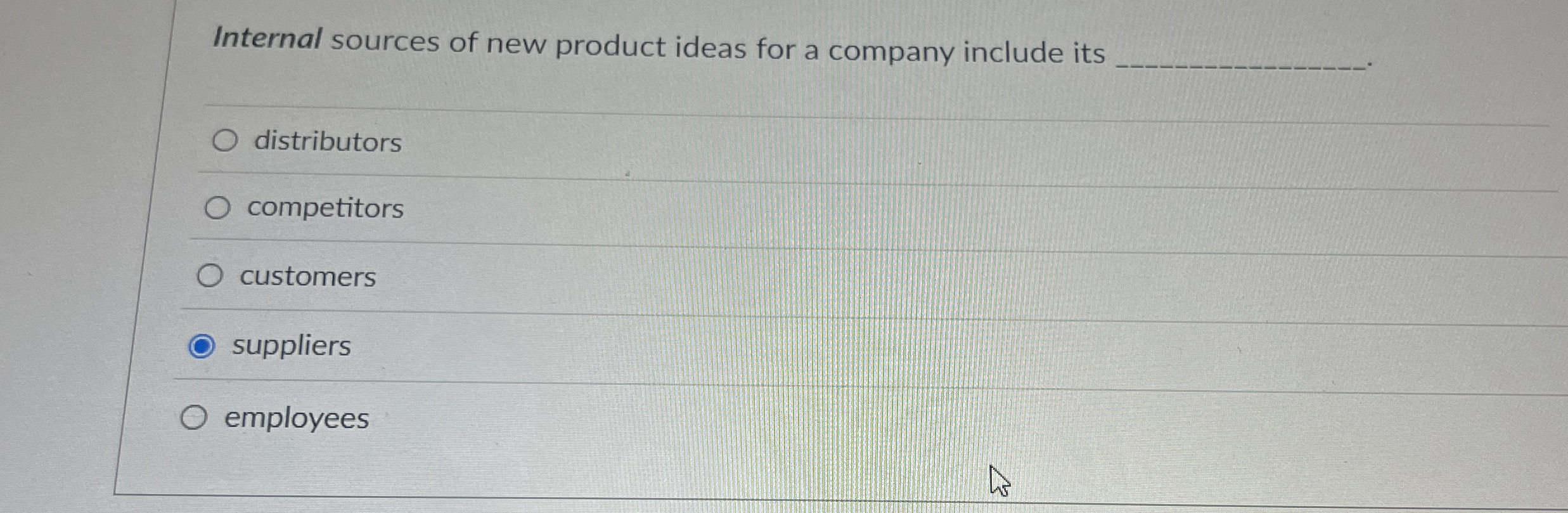  In the class on New Product Development, Dr. Moon used the