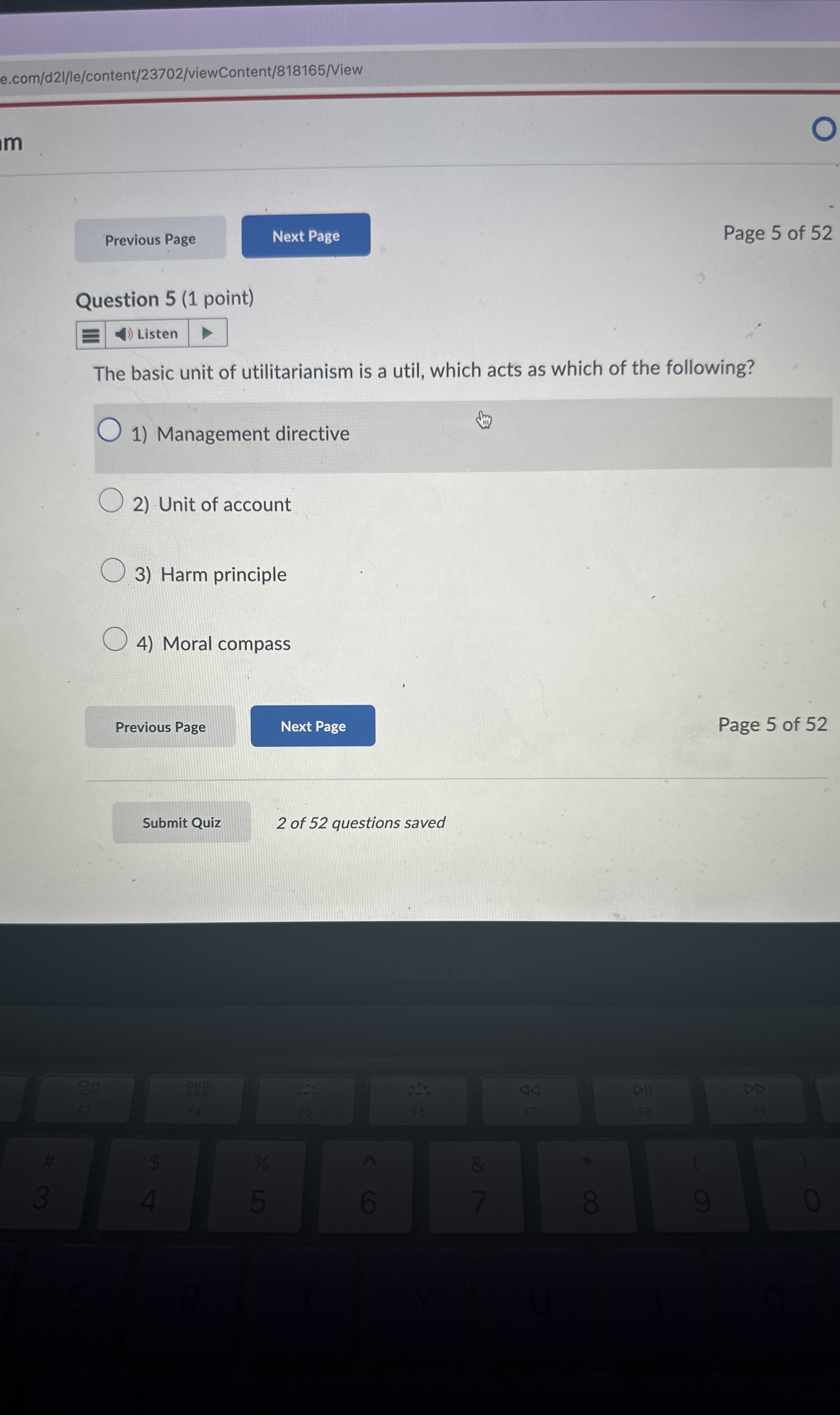  e.com/d21/le/content/23702/viewContent/818165/View m Page 5 of 52 Question 5(1 point) Listen The