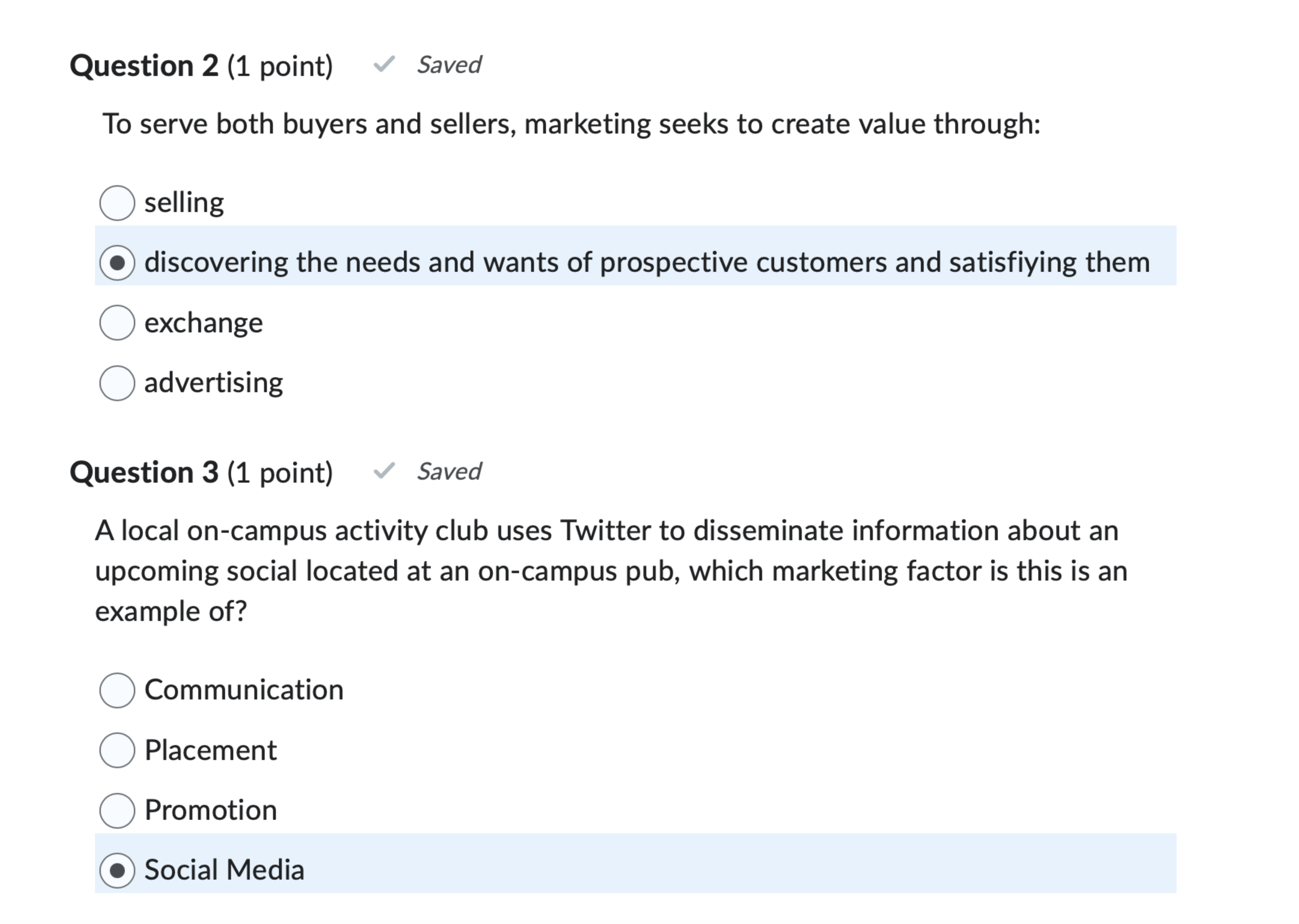 Question 2(1 point) To serve both buyers and sellers, marketing seeks