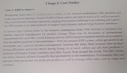 Chapp 11 Case Studies Case 1: ERP at Amazon Worldwide, more