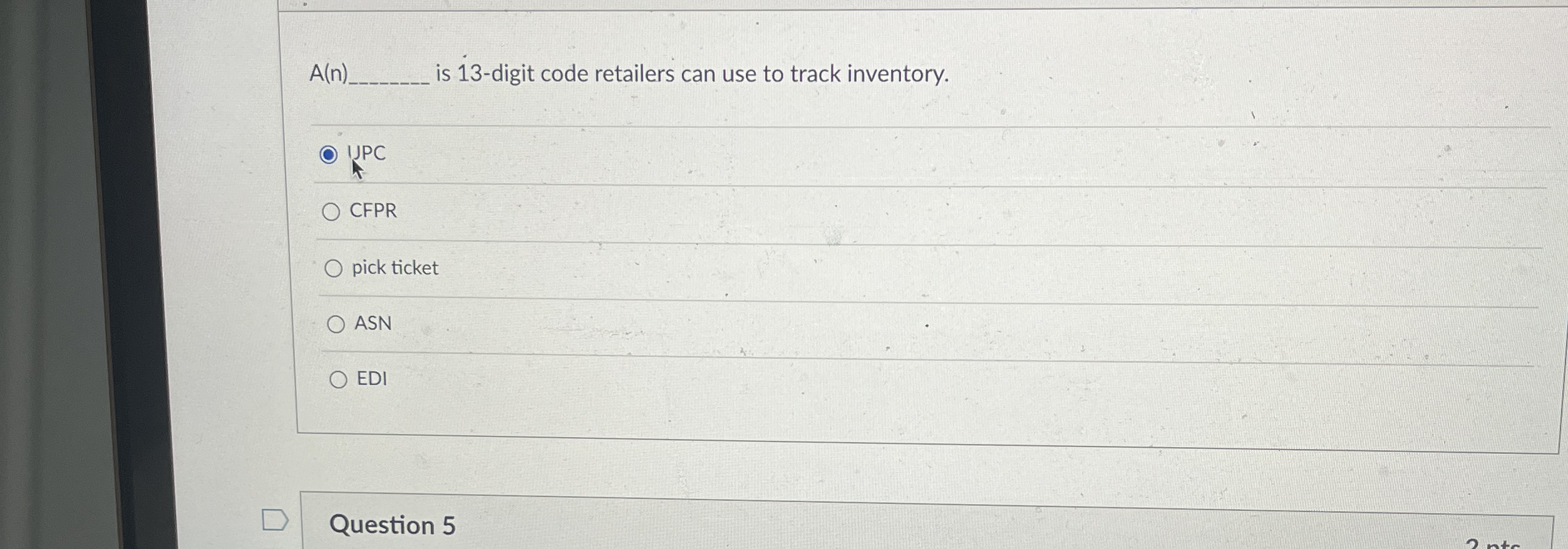  A(n)q, is 13-digit code retailers can use to track inventory. IJPC