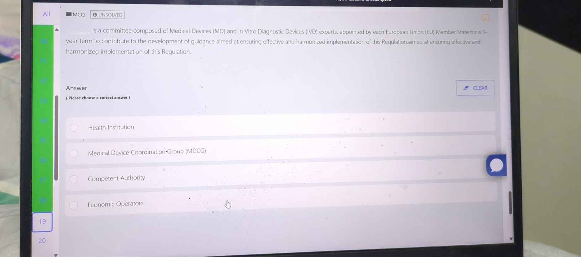  All MCQ ???? is a committee composed of Medical Devices (MD)