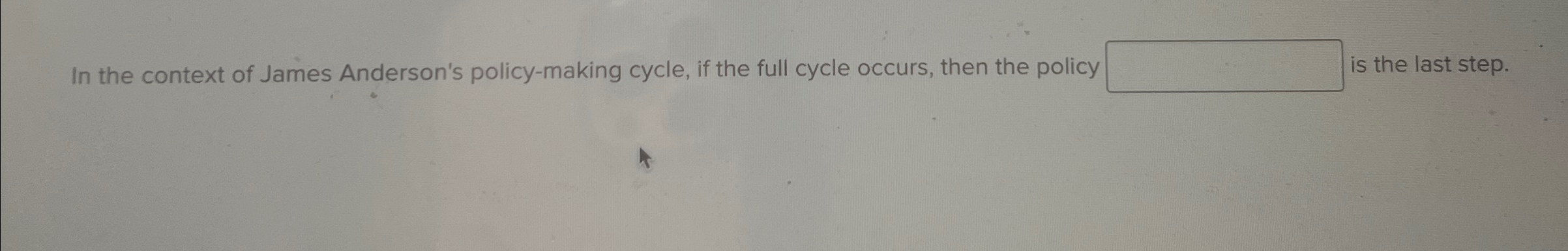  In the context of James Anderson's policy-making cycle, if the full