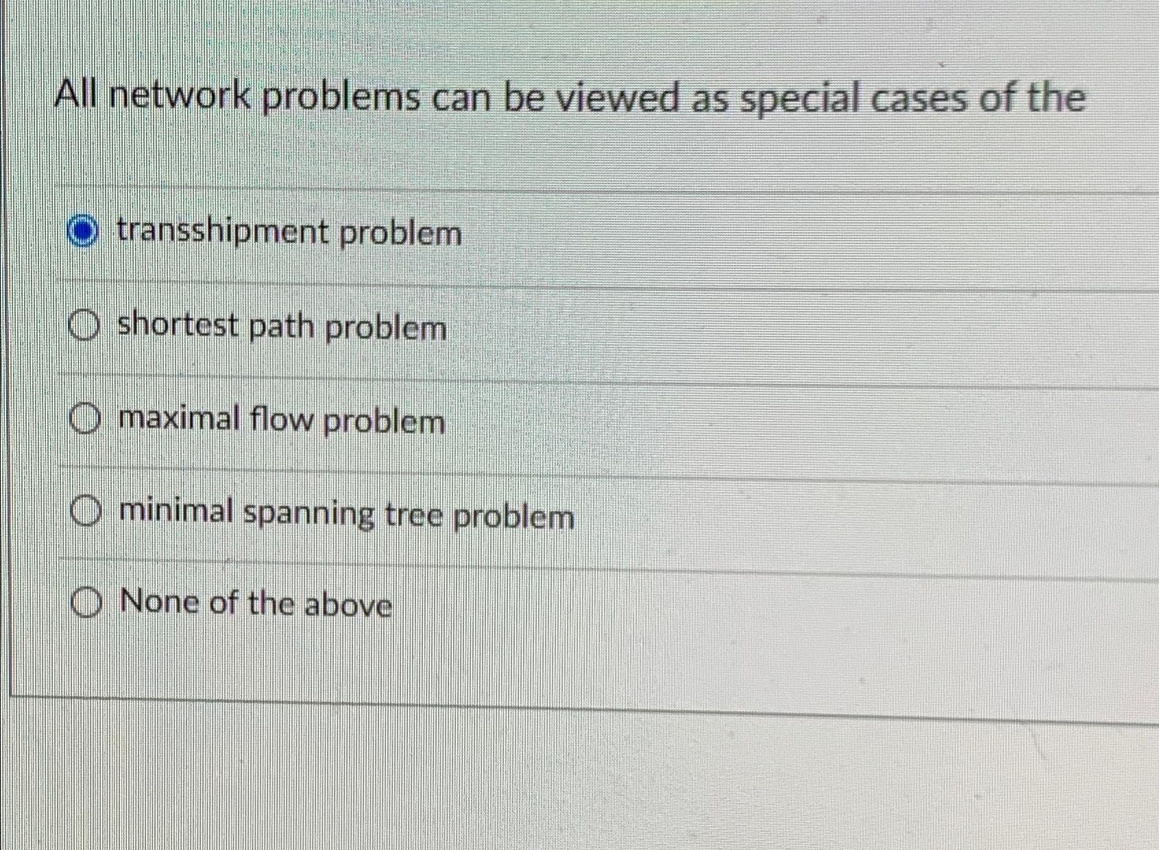  All network problems can be viewed as special cases of the