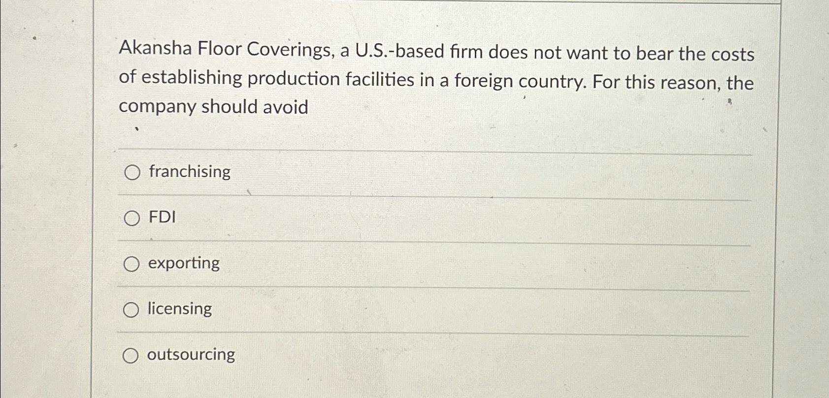  Akansha Floor Coverings, a U.S.-based firm does not want to bear
