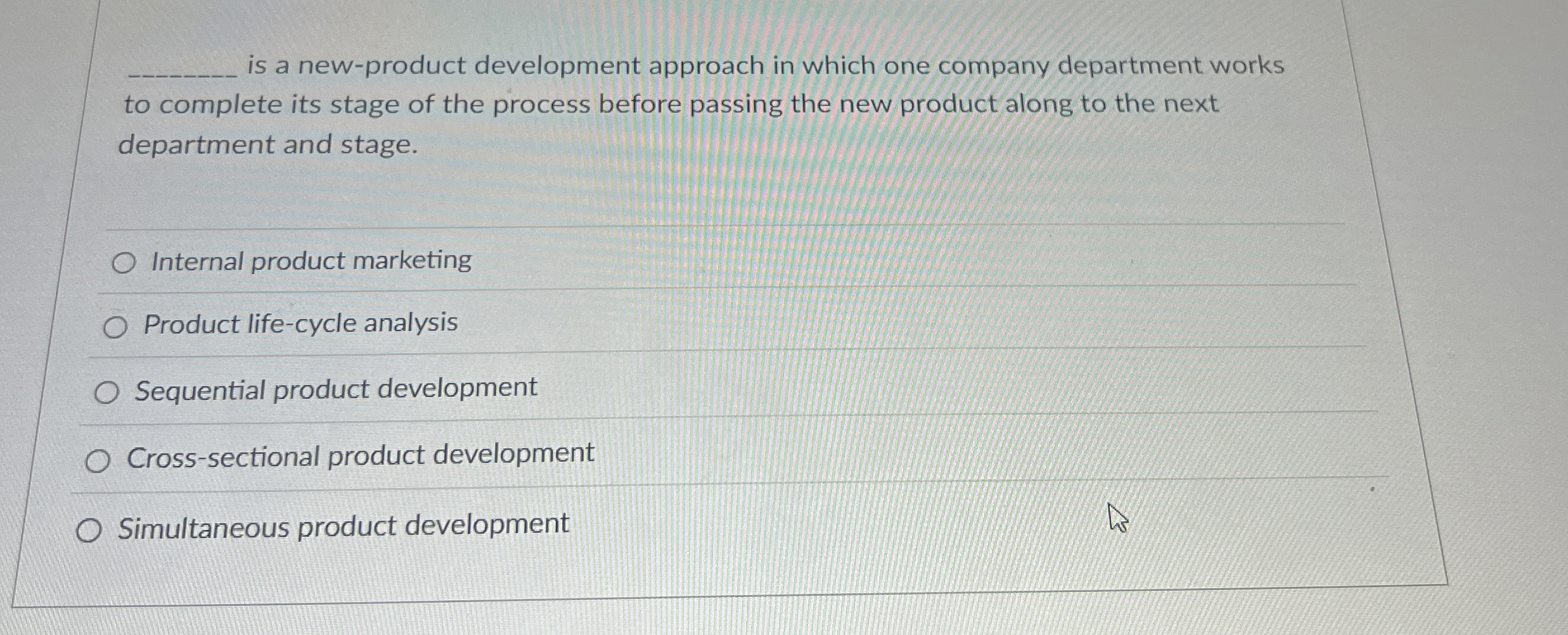  is a new-product development approach in which one company department works