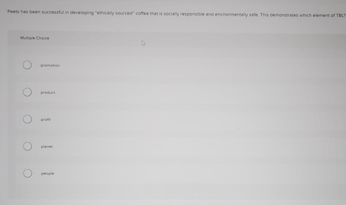  Peets has been successful in developing "ethically sourced" coffee that is