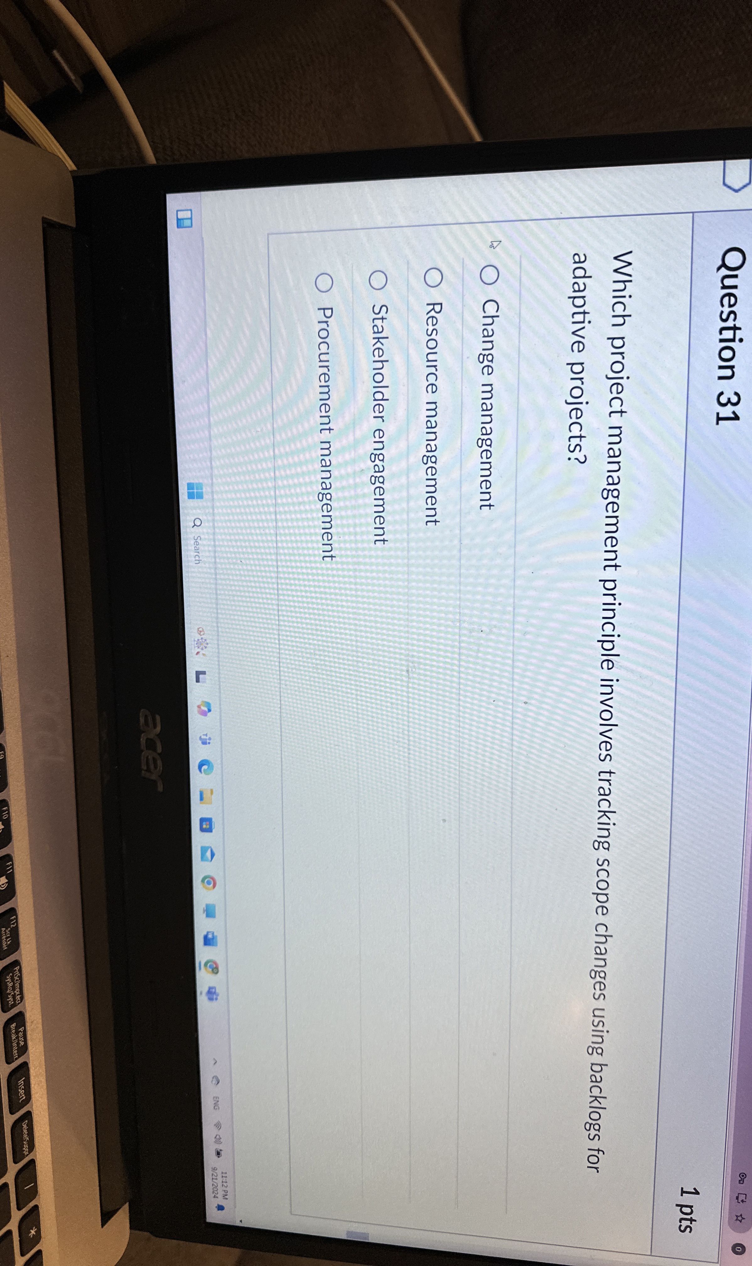  Question 31 Which project management principle involves tracking scope changes using