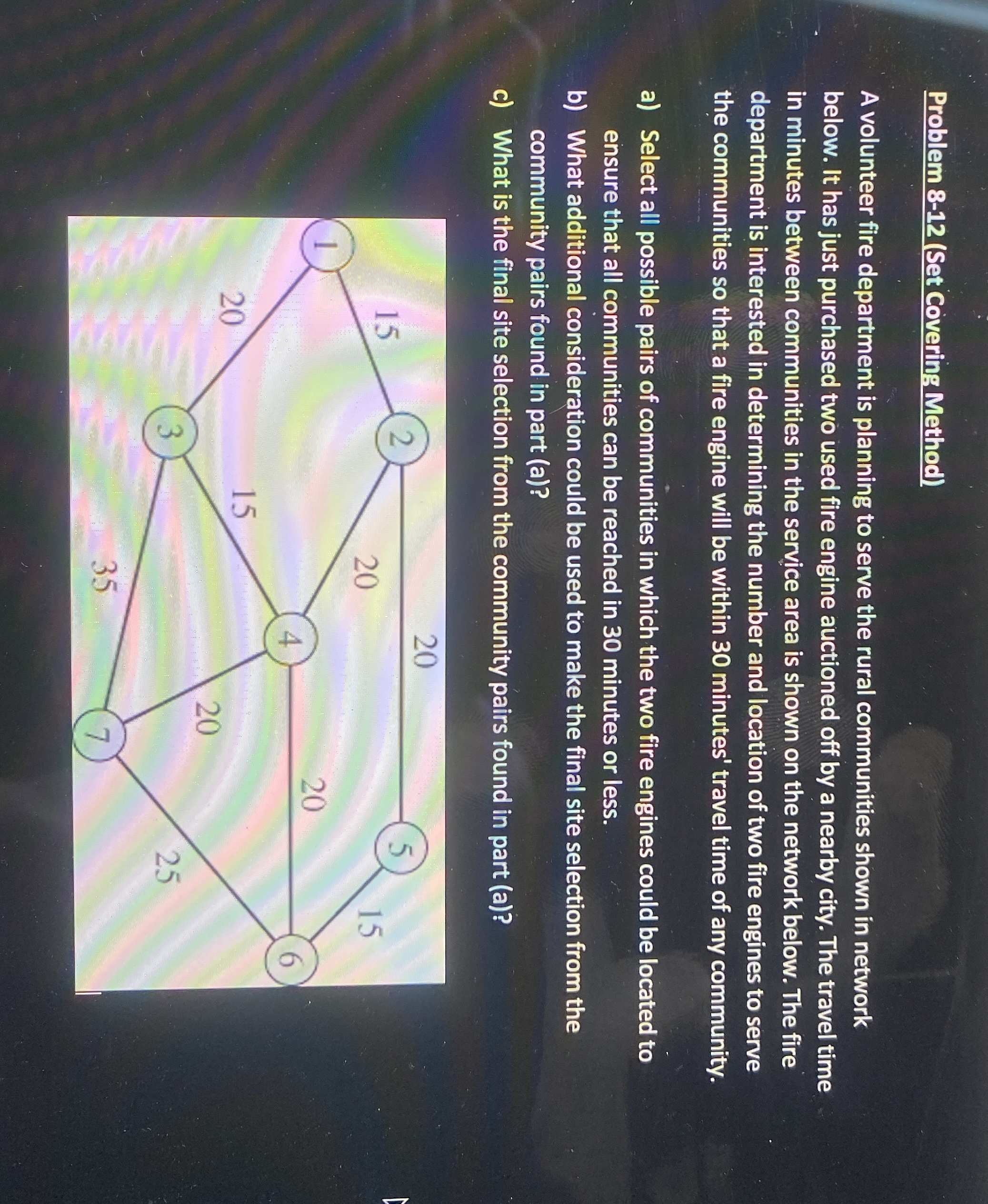  Problem 8-12(Set Coverin: Method) A volunteer fire department is planning to