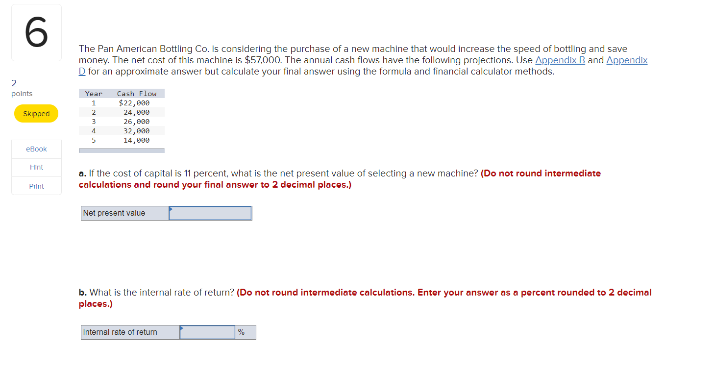eBook Hint b. How much would cash flow be if there were