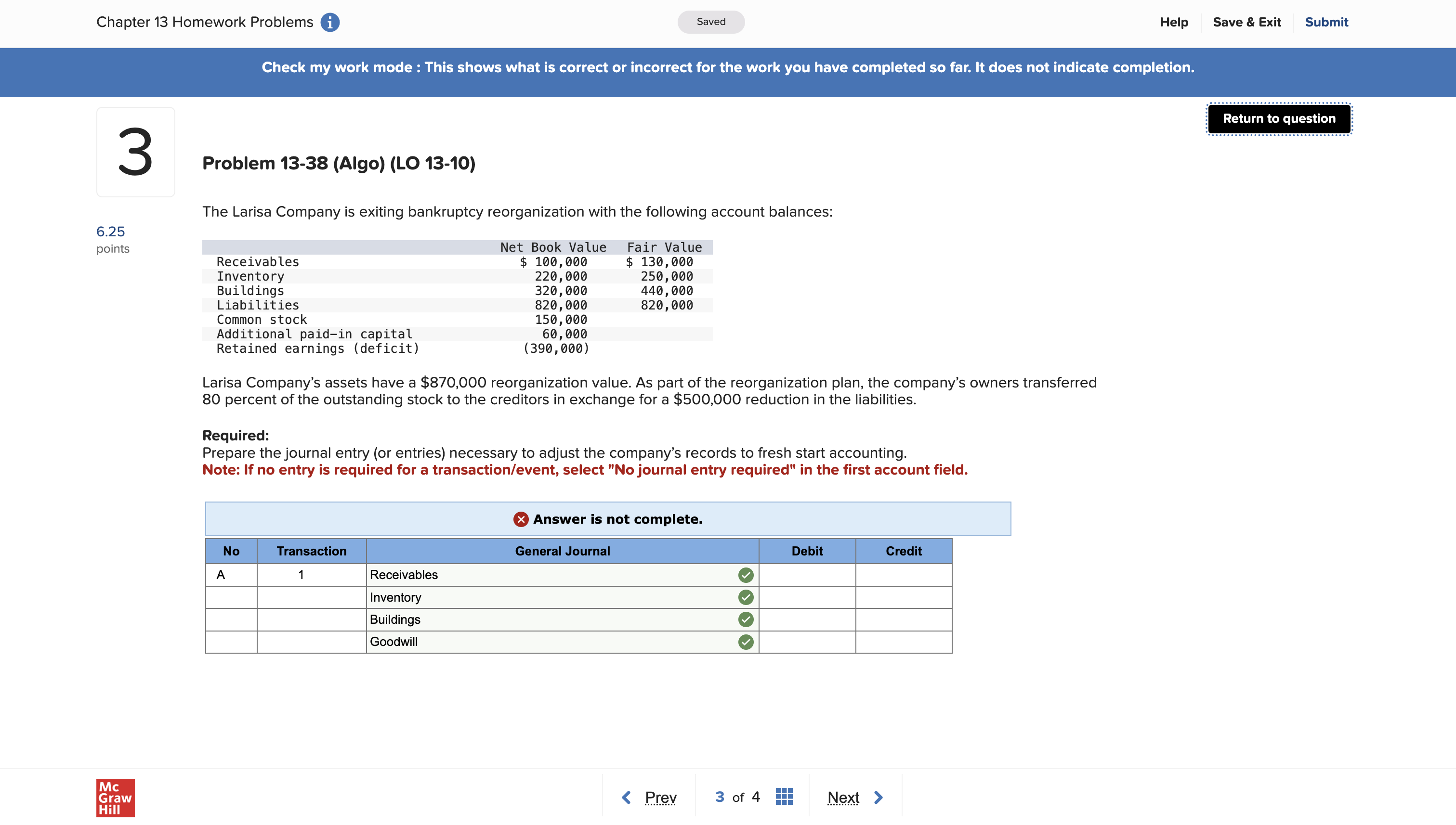  Chapter 13 Homework Problems 0 Saved Help Save 3. Exit Submit