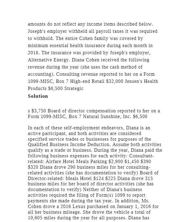  amounts do not reflect any income items described below. Joseph's employer