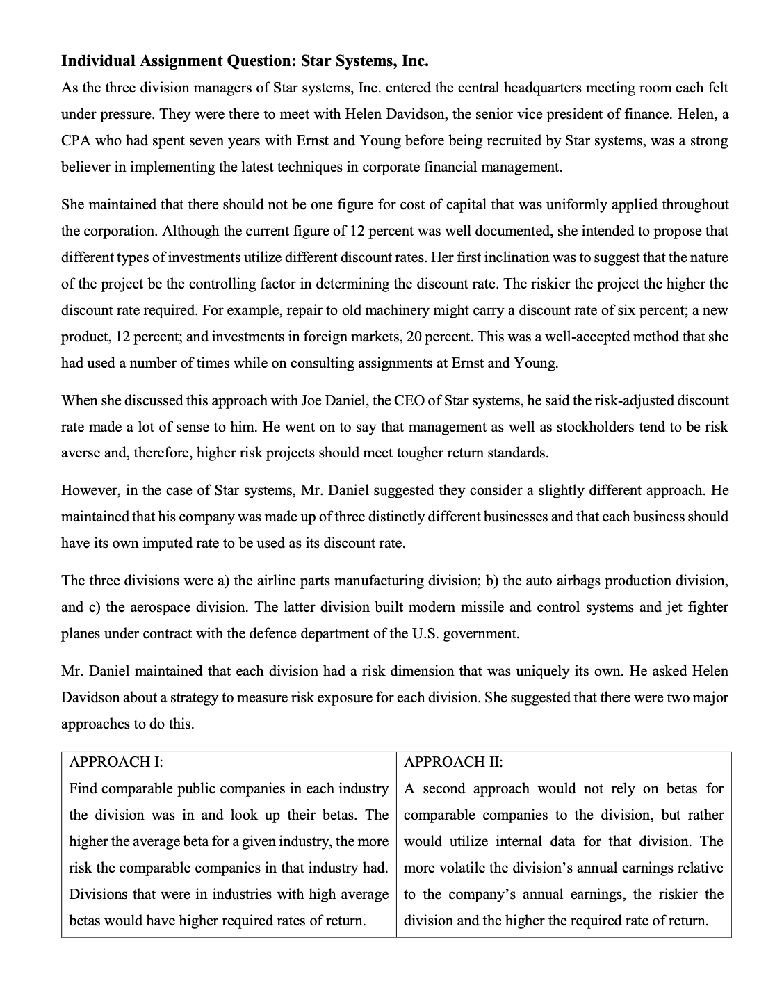  Individual Assignment Question: Star Systems, Inc. As the three division managers