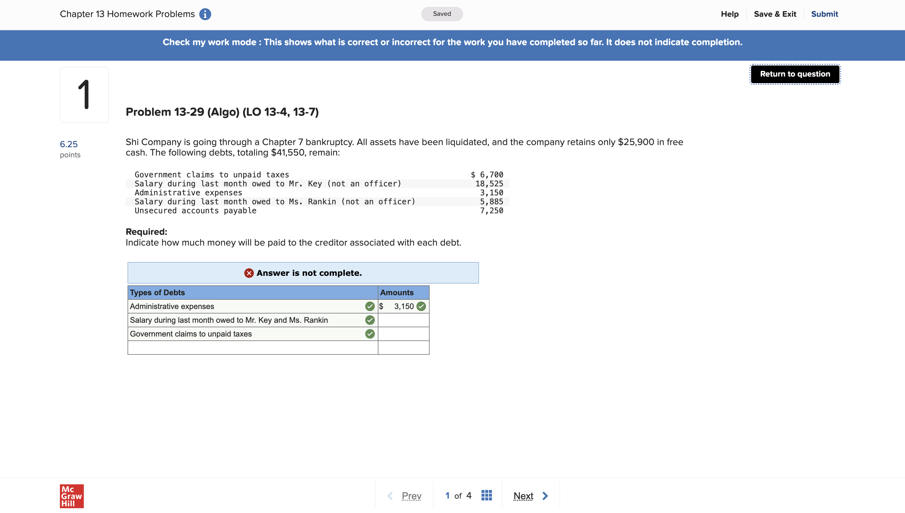  Chapter 13 Homework Problems 0 Saved Help Save a. Exlt Submit